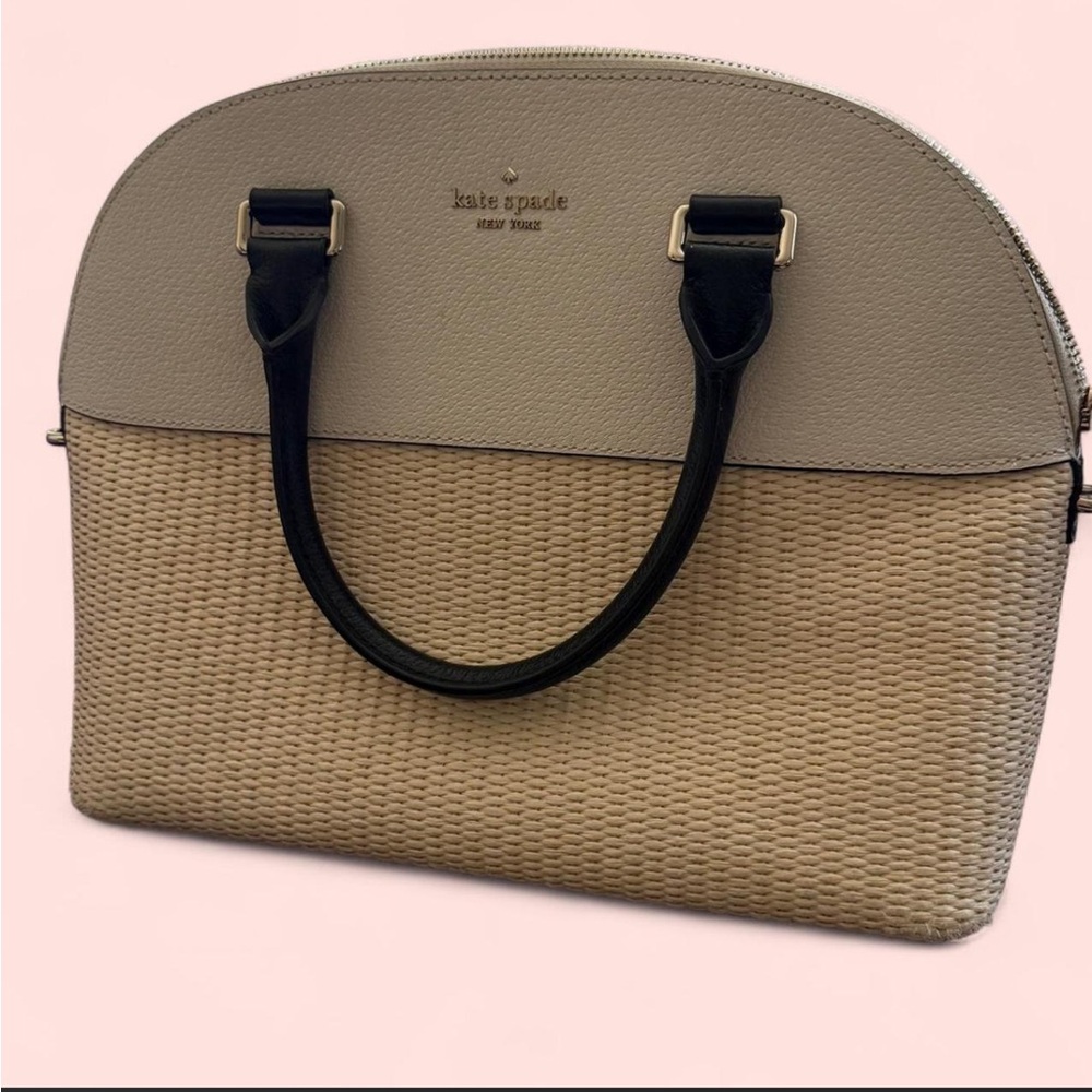kate spade Two-Tone Dome Satchel in Beige, Black and Taupe